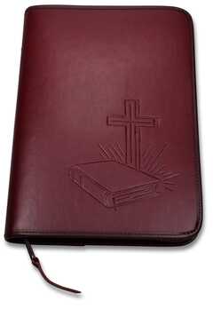 Bibelhülle "Bibel/Kreuz/Strahlen" Standard- weinrot Bibelhülle "Bibel/Kreuz/Strahlen" Standard- weinrot
