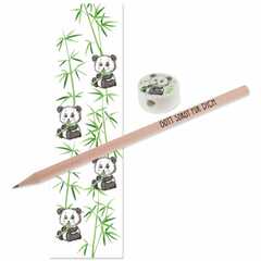 Bleistift mit Radiergummi und Lesezeichen "Panda"