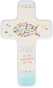 Holzkreuz für Kinder "Jesus ist in unserer Mitte" Holzkreuz für Kinder "Jesus ist in unserer Mitte"