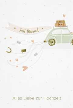 Faltkarte "Just married" - Auto
