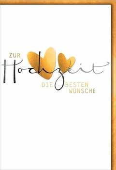 Faltkarte "Zur Hochzeit" - Goldherzen
