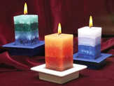 Kerzenhalter und Kerze Grün-Blau