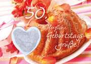 Teekarte Herz - "Zum 50. Herzliche Geburtstagsgrüße"