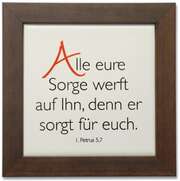 Keramikfliese "Alle eure Sorge" - Holzrahmen Eiche Keramikfliese "Alle eure Sorge" - Holzrahmen Eiche