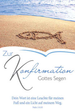 Faltkarte "Zur Konfirmation Gottes Segen" Strand – 5 Stück